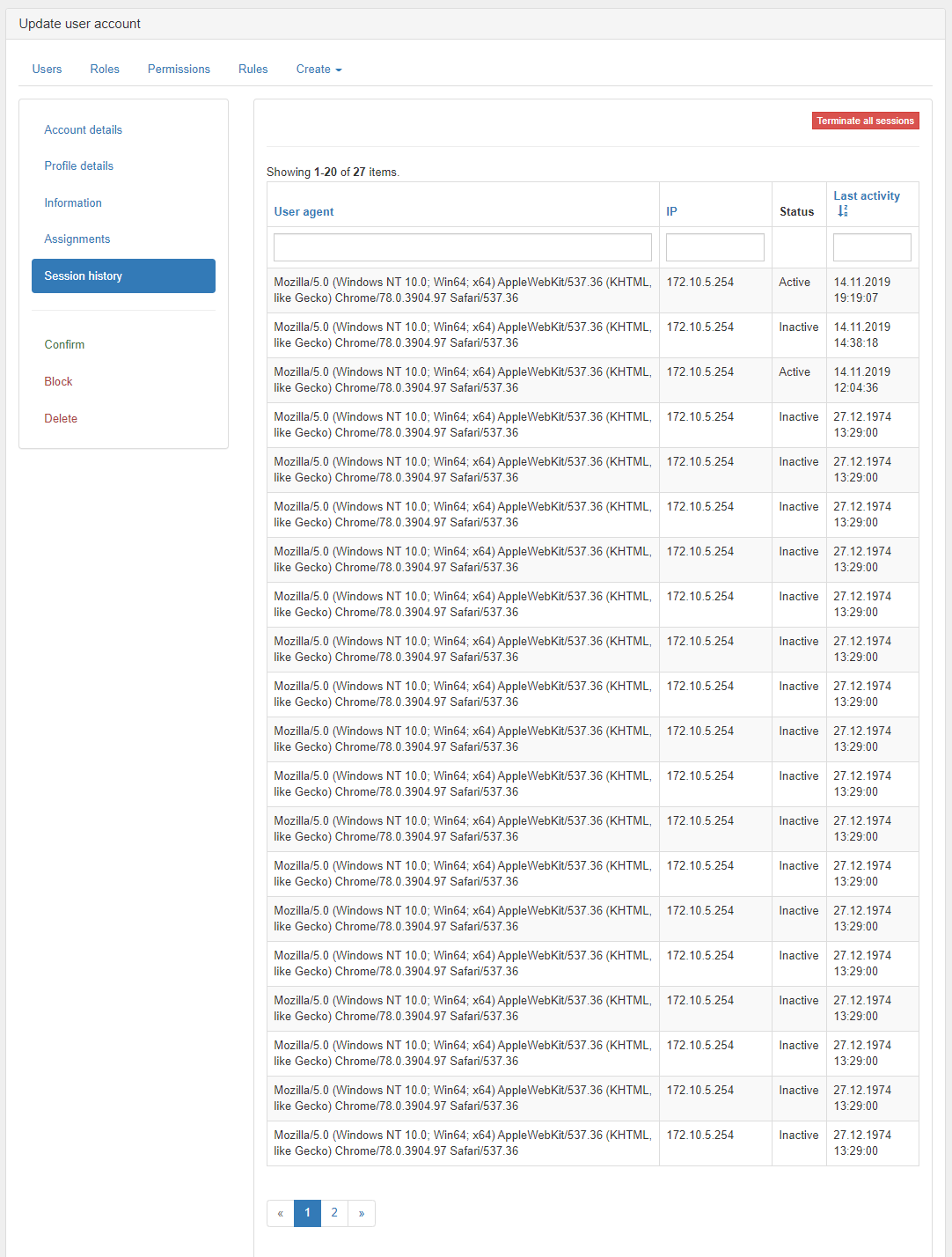 Admin screenshot